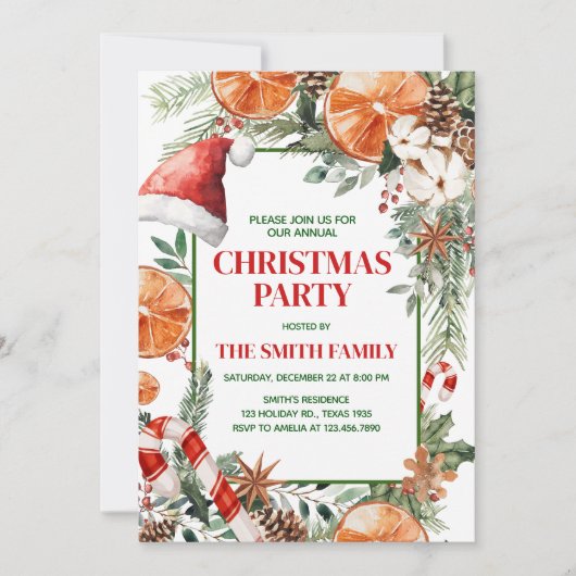 Invitation Russe moderne Orange Citrus Noël fête (Devant)
