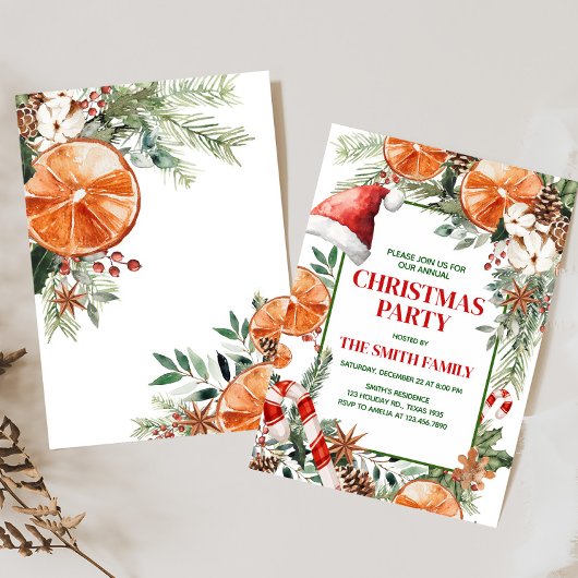 Invitation Russe moderne Orange Citrus Noël fête