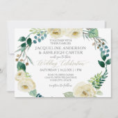 Invitation Russe moderne Rose d'albâtre Eucalyptus Wreath (Devant)
