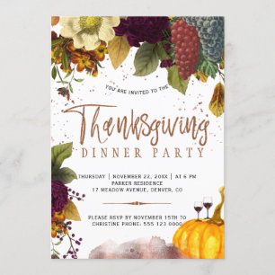 Invitation Russe moisson moderne Thanksgiving dîner party