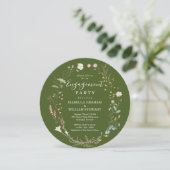 Invitation Russe Moss Green Boho Fleur sauvage (Debout devant)