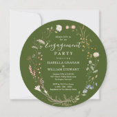 Invitation Russe Moss Green Boho Fleur sauvage (Devant)