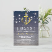 Invitation Russe Nautique Blue Gold Mens fête d'anniversaire (Debout devant)