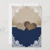 Invitation Russe Navy Blue Burlap Mariage dentelle (Dos)
