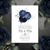 Invitation Russe Navy et Faux Parties scintillant Mariage flo