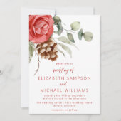 Invitation Russe Noël Floral Pinecone Mariage (Devant)