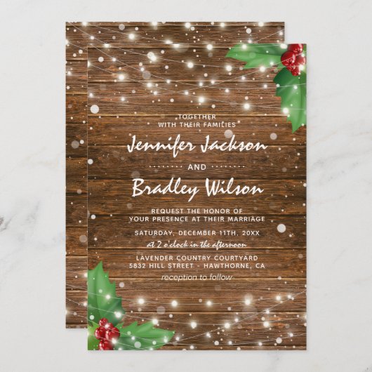 Invitation Russe Noël hiver Mariage à thème (Devant / Derrière)