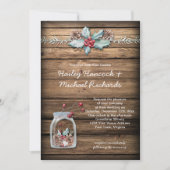 Invitation Russe Noël Holly Feuilles Berries Mason Jar (Devant)