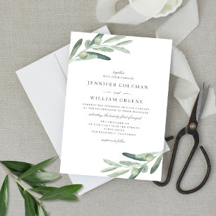 Invitation Russe Olive Tree Aquarelle Botaniques Mariage