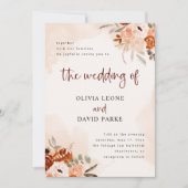 Invitation Russe Orange Boho aquarelle RSVP QR Code Mariage (Devant)