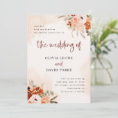 Invitation Russe Orange Boho aquarelle RSVP QR Code Mariage (Debout devant)