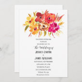 Invitation Russe Orange Fall Boho Bohemian Floral Mariage (Devant / Derrière)