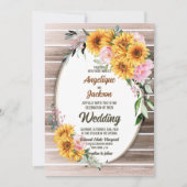 Invitation Russe Oval Mariage rose Tournesol rose (Devant)