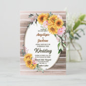 Invitation Russe Oval Mariage rose Tournesol rose (Debout devant)