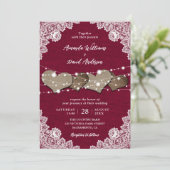 Invitation Russe Pays Bourgogne Burlap et Mariage de dentelle (Debout devant)