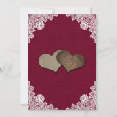 Invitation Russe Pays Bourgogne Burlap et Mariage de dentelle (Dos)