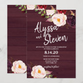 Invitation Russe Pays Bourgogne Floral Mariage (Devant / Derrière)