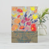 Invitation Russe Pays Burlap Bohême Fleur sauvage Mariage (Debout devant)