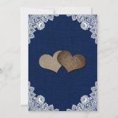 Invitation Russe Pays Marine Bleu Burlap Mariage dentelle (Dos)