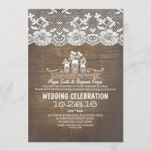 Invitation Russe pays mason jarres en bois dentelle de bois i