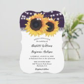 Invitation Russe Pays Purple Burlap Mariage de tournesol (Debout devant)