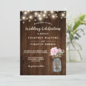 Invitation Russe Peine rose rose de bois Mason floral Jar | M (Debout devant)