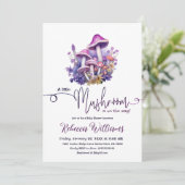 Invitation Russe Petit Champignons Baby shower boisé pourpre (Debout devant)