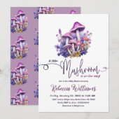 Invitation Russe Petit Champignons Baby shower boisé pourpre (Devant / Derrière)