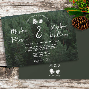 Invitation Russe Photo Forêt Avec Pinecones Mariage Nature