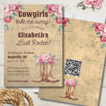 Russe Pink Cowgirl Bachelorette Party avec code QR