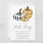 Invitation Russe Plaid Citrouille Automne Party (Devant)