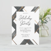 Invitation Russe Plaid Grey et Gold Fête (Debout devant)