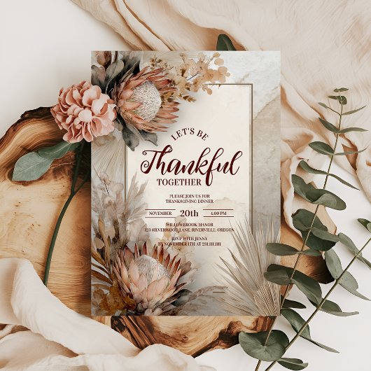 Invitation Russe Protea Bloom Thanksgiving Dîner