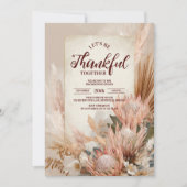 Invitation Russe Protea Bloom Thanksgiving Dîner (Devant)