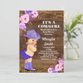 Invitation Russe Purple Cowgirl Baby shower Lilac (Debout devant)
