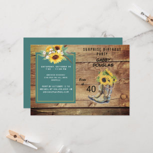 Invitation Russe quarantième anniversaire Sunflower Party