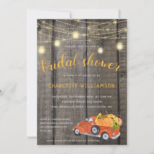 Invitation Russe Récolte Automne Barnwood Lumières Fête des m (Devant)