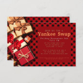 Invitation Russe Red Buffalo Check Yankee Swap Fête de vacanc (Devant / Derrière)