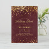 Invitation Russe Red Faux Gold Foil Confetti Fête de vacances (Debout devant)