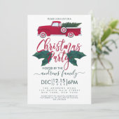 Invitation Russe Red Green Truck Feuille fête de Noël (Debout devant)