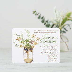 Invitation Russe Romantique Cuivre Olive Mason Jar Mariage