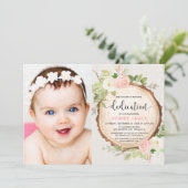 Invitation Russe rose blanc floral fille dévouement photo (Debout devant)