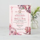 Invitation Russe rose Boho Ouest Charra Thème Quinceanera (Debout devant)