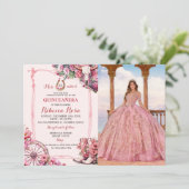 Invitation Russe rose Charra Thème Quinceanera Photo (Debout devant)