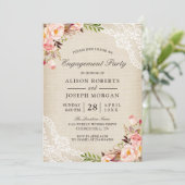 Invitation Russe Rose Floral Burlap Lace (Debout devant)