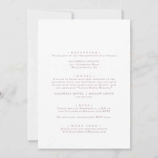 Invitation Russe Rose Gold Décontracté Couple & Parents Maria (Dos)