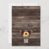 Invitation Russe Roses de tournesol QR Code RSVP Mariage (Dos)