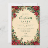 Invitation Russe Rouge Poinsettia fête de Fête (Devant)