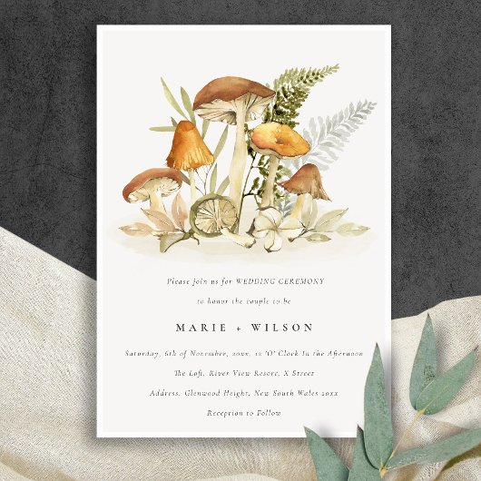 Invitation Russe rouille Orange Champagne Fern Foliver Mariag