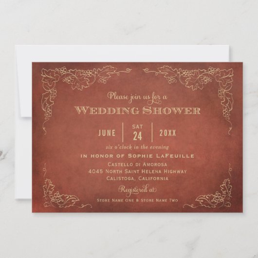 Invitation Russe rouille orange vigne rouge Wedding shower (Devant)
